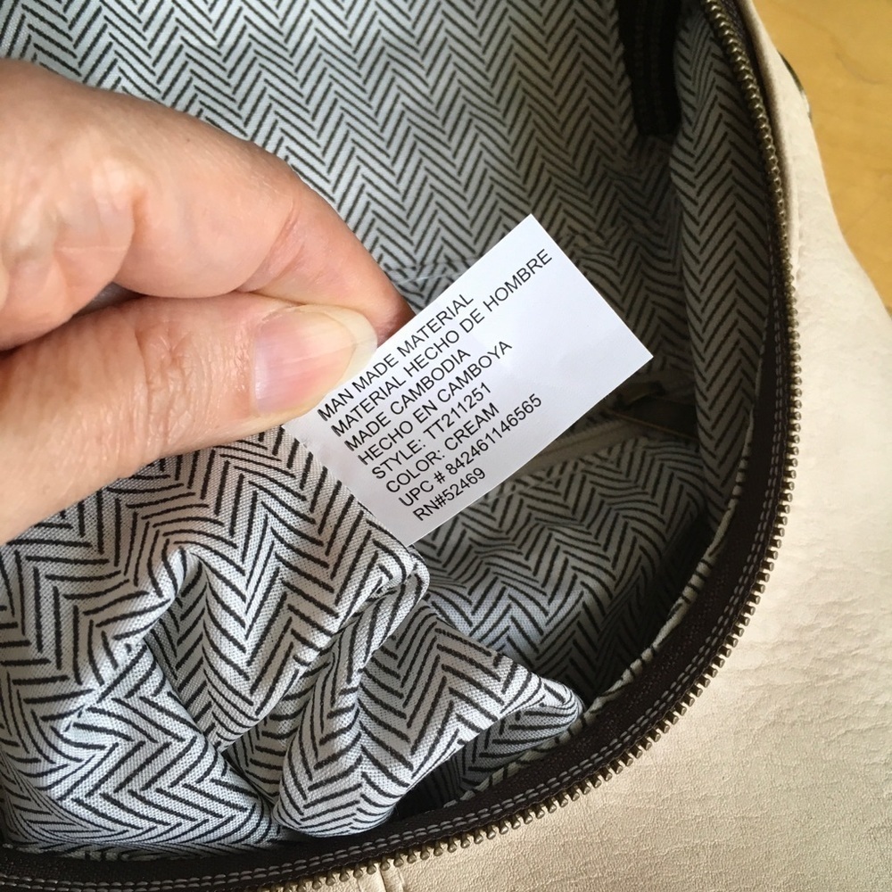 Quilted Crossbody Bag, Cream with Black, White Abstract Print Interior - Picture 10 of 16
